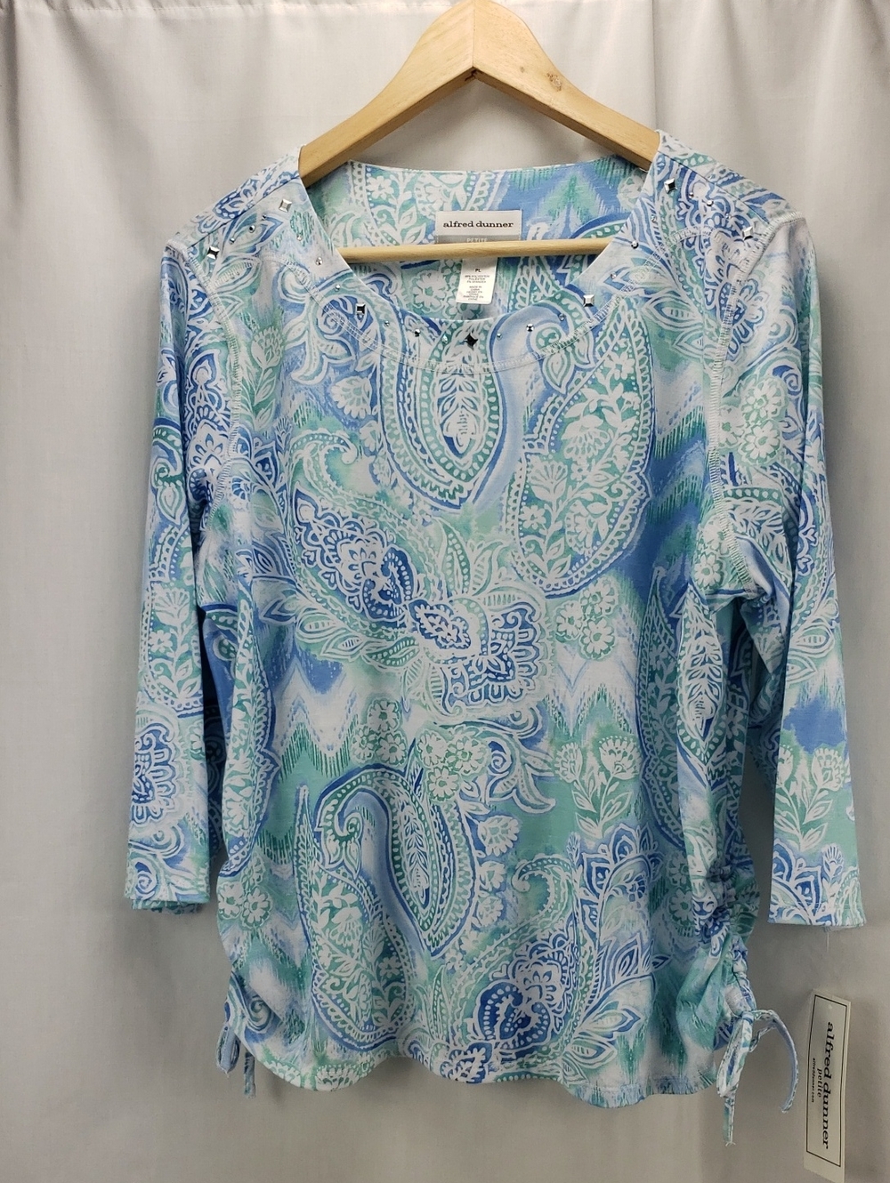 Alfred Dunner Print Top Rhinestone Embellished Size PL NWT